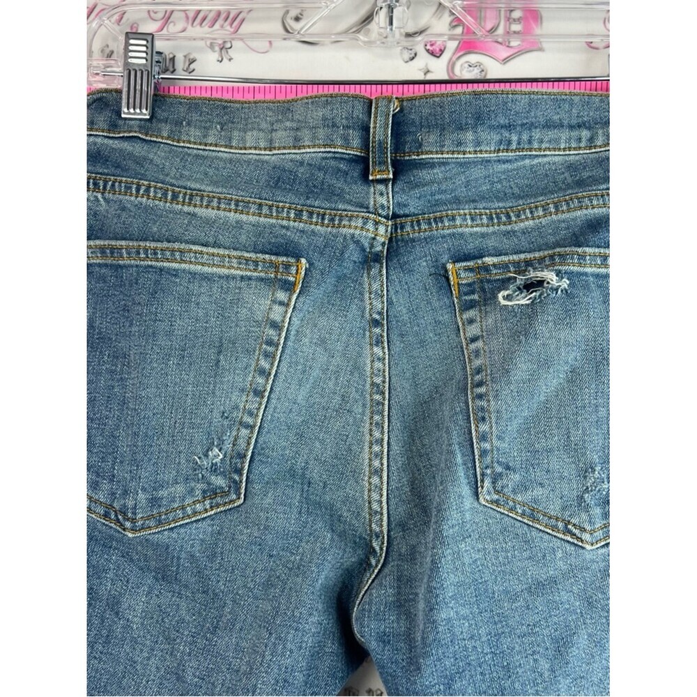 Zara jeans pants light blue wash Distressed Medium Blue Straight Leg Jeans - Picture 7 of 10